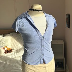 Wilfred Cotton Button-up T-shirt Periwinkle